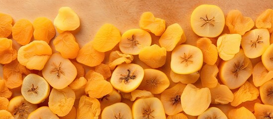 Preserved quince for consumption isolated pastel background Copy space