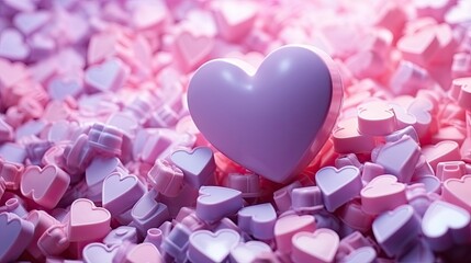 Obraz premium holiday illustration of many purple and pink miniature hearts. Happy Valentine's Day