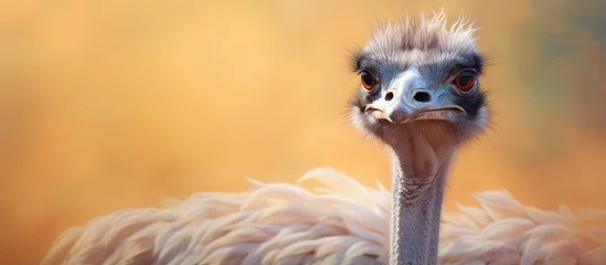Deurstickers An ostrich in Ormanya Wildlife Park in Turkey isolated pastel background Copy space © vxnaghiyev