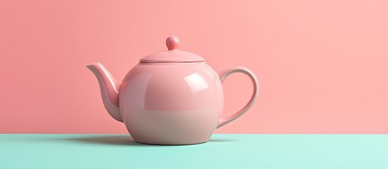 Isolated ceramic teapot isolated pastel background Copy space