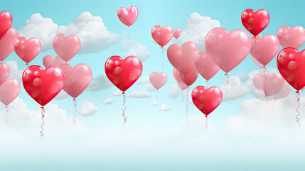 Symbolizing love's embrace with shimmering heart figures, set elegantly against a calming blue backdrop