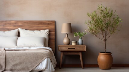 Mock up poster frame close up on wall Bedroom, Mockups Design 3D, HD