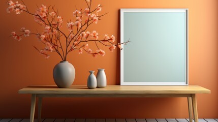 Mock up poster frame close up on wall Dining Room, Mockups Design 3D, HD