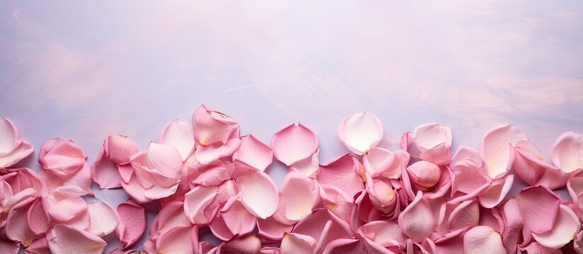 Petals of roses that are not fresh isolated pastel background Copy space