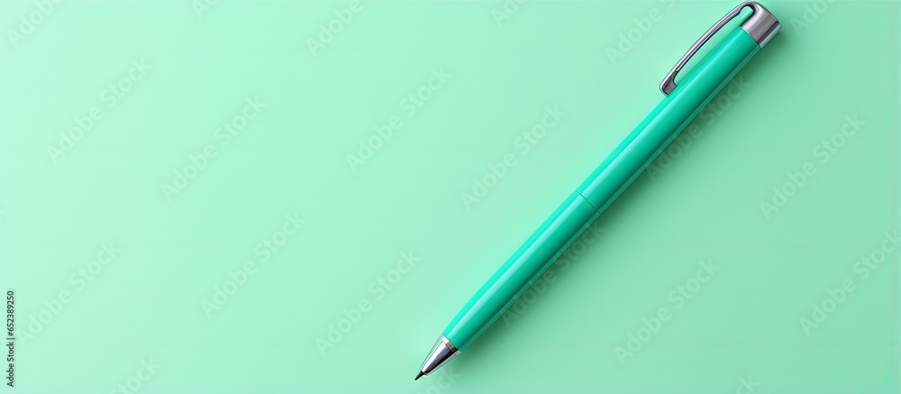 Poster green pen isolated on a isolated pastel background copy space with clipping path