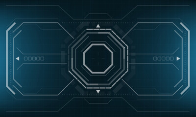 HUD sci-fi interface screen view white geometric on blue design virtual reality futuristic technology creative display vector