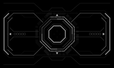 HUD sci-fi interface screen view white geometric on black design virtual reality futuristic technology creative display vector