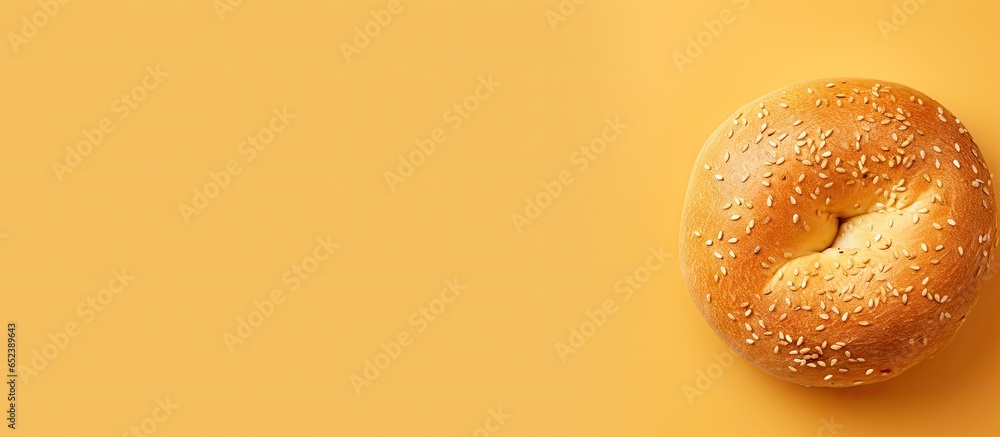 Poster sesame seed bread displayed on isolated pastel background copy space