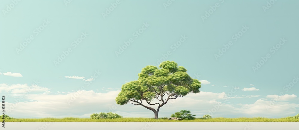 Poster tree alone on a isolated pastel background copy space