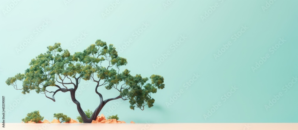 Poster tree alone on a isolated pastel background copy space