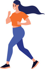 Fototapeta na wymiar Hand Drawn fitness girl running exercise in flat style