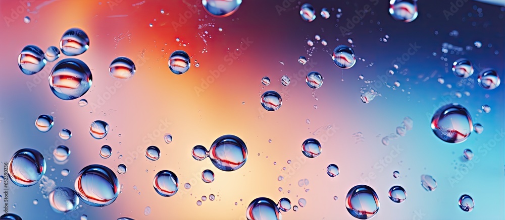 Poster colored abstractions created by backlit water droplets on glass magnified with bokeh isolated pastel