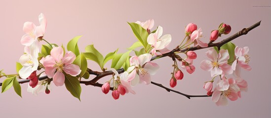 Obraz na płótnie Canvas Apple blossom on a isolated pastel background Copy space Spring bloom
