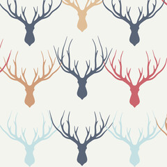 Deer antlers pattern, background, hand-drawn cartoon flat art Illustrations in minimalist vector style