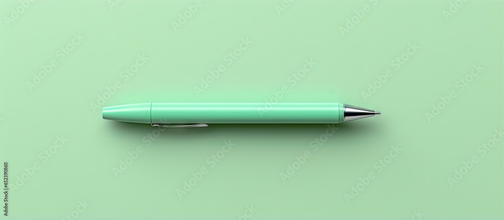 Poster green pen isolated on a isolated pastel background copy space with clipping path