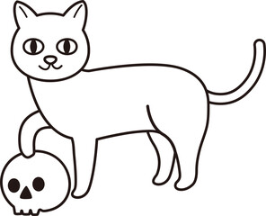 Halloween black cat outline