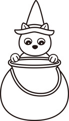 Halloween black cat outline