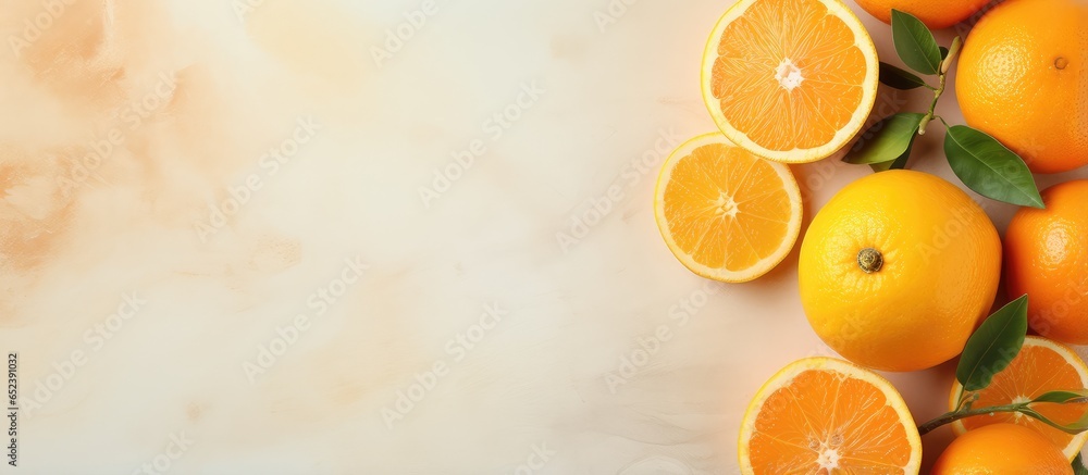 Poster isolated oranges shallow depth of field isolated pastel background copy space