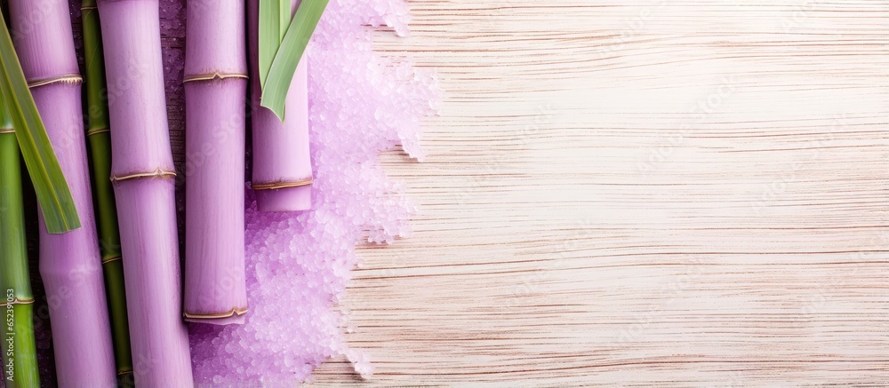 Aufkleber purple sugar cane segment background with copyspace isolated pastel background copy space