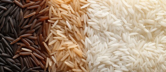 Basmati rice grain up close isolated pastel background Copy space