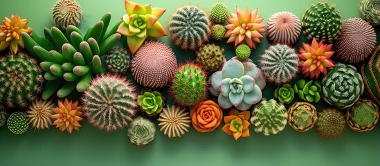 Fototapeta premium Beautiful cacti grown for decoration isolated pastel background Copy space