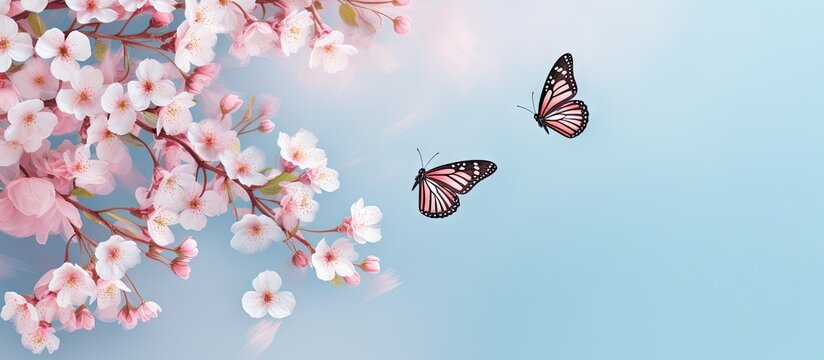 Fototapeta design with butterfly motifs isolated pastel background Copy space
