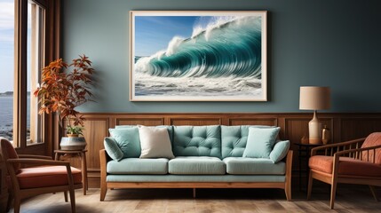 Mock up poster frame in Home Office  Coastal-Inspired , Mockups Design 3D, HD