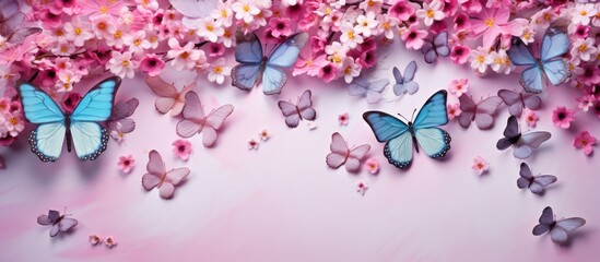 design with butterfly motifs isolated pastel background Copy space