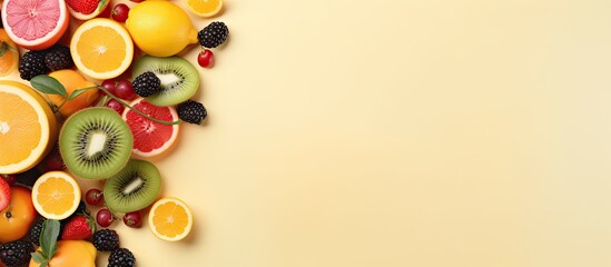 combination of fruits isolated pastel background Copy space