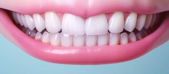 Clean teeth with brush in dim lighting isolated pastel background Copy space