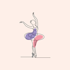 One line art of abstract woman ballet dancer , wall decor vector illustration design. can be used for wall art, print, cover design, poster illustration, card, t-shirt print, etc