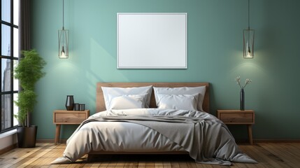 Mock up poster frame in BedroomEclectic in Monochromat, Mockups Design 3D, HD