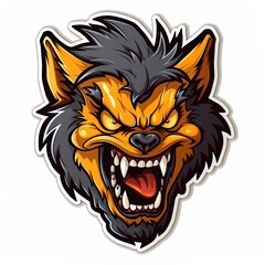Werewolf sticker design on white background. Ai Generative