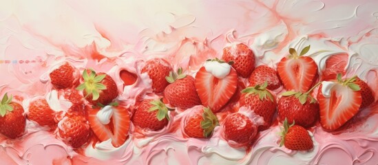 Strawberries highly nutritious consumed fresh in jam or ice cream low in calories delicious flavor isolated pastel background Copy space