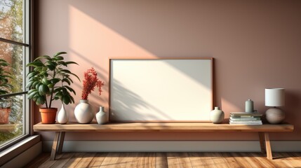 Mock up poster frame in Guest Room Coastal Style, Mockups Design 3D, HD