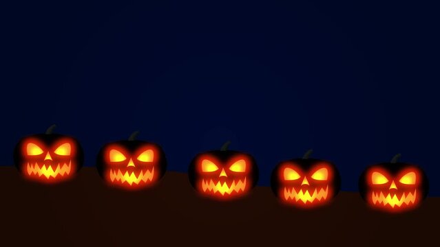 halloween pumpkin silhouette with illuminated eyes on dark background