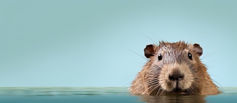 Coypu Nutria in isolated pastel background Copy space