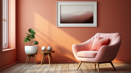 Mock up poster frame in Guest Room Scandinavian Style , Mockups Design 3D, HD