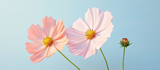 Natures cosmos flower isolated pastel background Copy space
