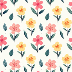 Seamless vector botanical pattern. Hand drawn folklore pattern with exotic flowers. Tropical background. © Hanna ArtLab