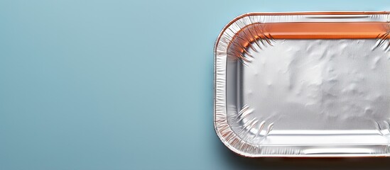 Close up of a takeaway meal in a black food box wrapped in foil isolated pastel background Copy space - obrazy, fototapety, plakaty