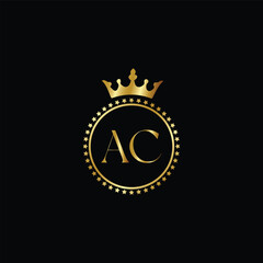  Circle Luxury AC Gold Logo design template