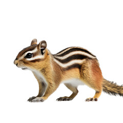 a striped chipmunk in motion, in a Nature-themed, photorealistic illustration in a transparent PNG, cutout, and isolated. generative ai