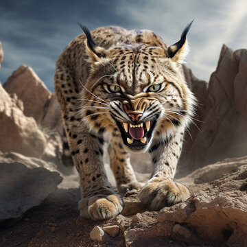 Image of a lynx bobcat. Wildlife Animals. Illustration, Generative AI.