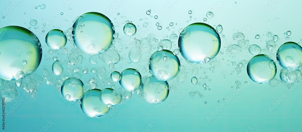 Aufkleber Bubbles of soda water rising to the surface creating a delightful splash on a isolated pastel background Copy space