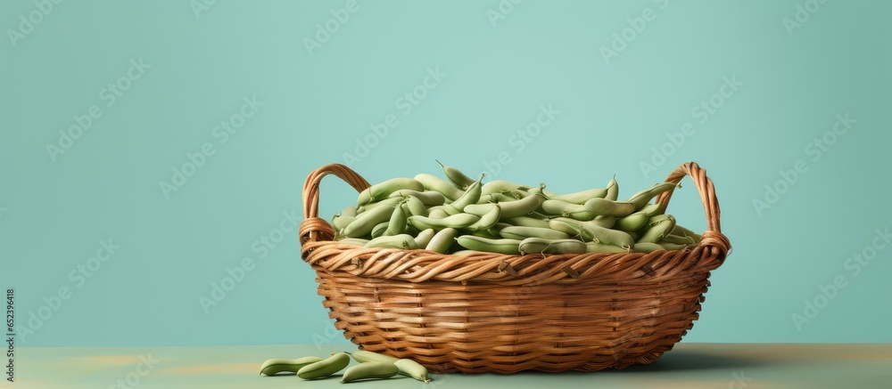 Poster bean in a container isolated pastel background copy space