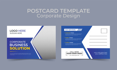 post card design template, clean and professional design.