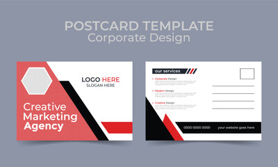 post card design template, clean and professional design.