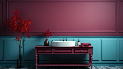 Wall mock up in BathroomGothic  in Triadic Color, Mockups Design 3D, HD