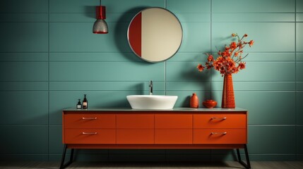Wall mock up in BathroomMid-Century Modern, Mockups Design 3D, HD